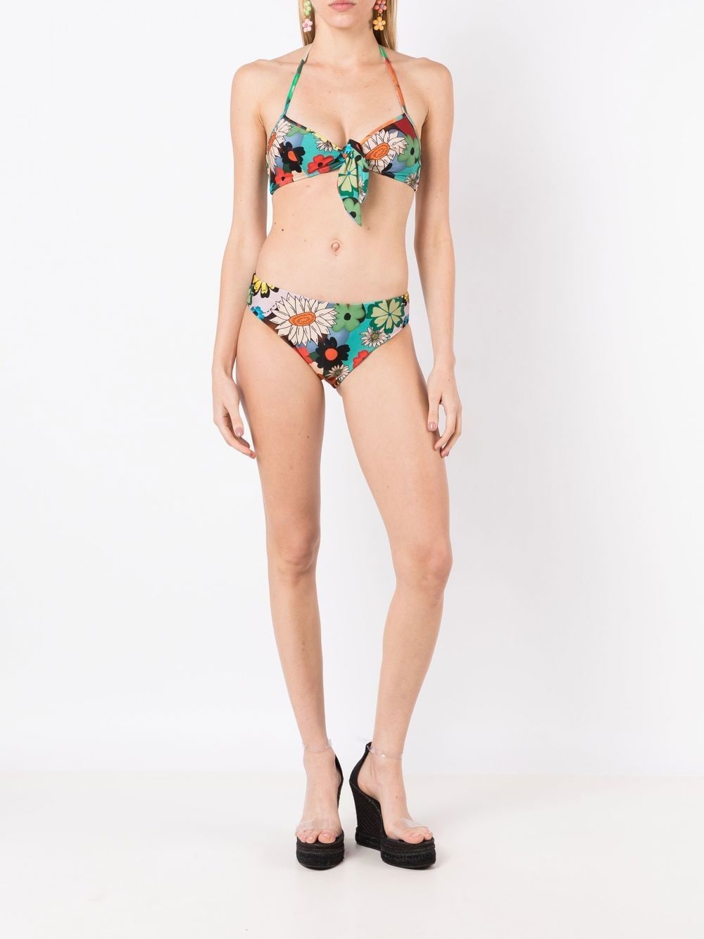 Image 2 of Amir Slama Set bikini a fiori con scollo all'americana