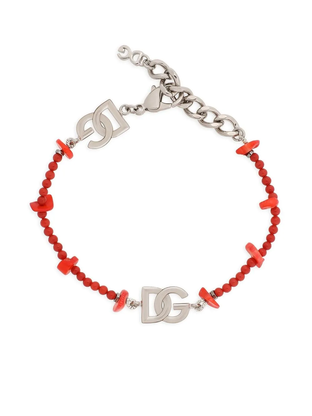 

Dolce & Gabbana DG-logo palladium plated bracelet - Red