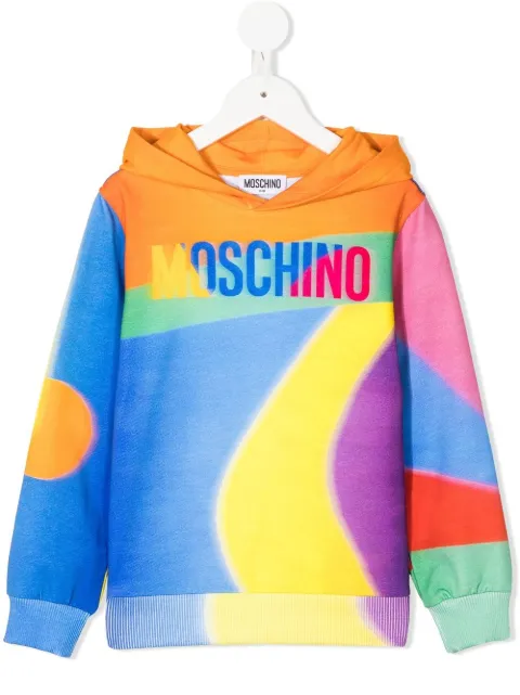 Moschino Kids logo colour-block hoodie