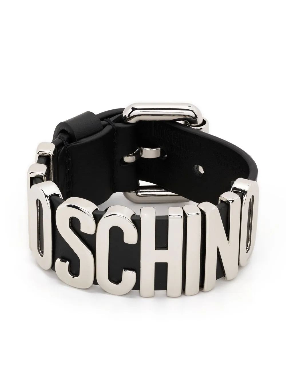 

Moschino logo-lettering leather bracelet - Black