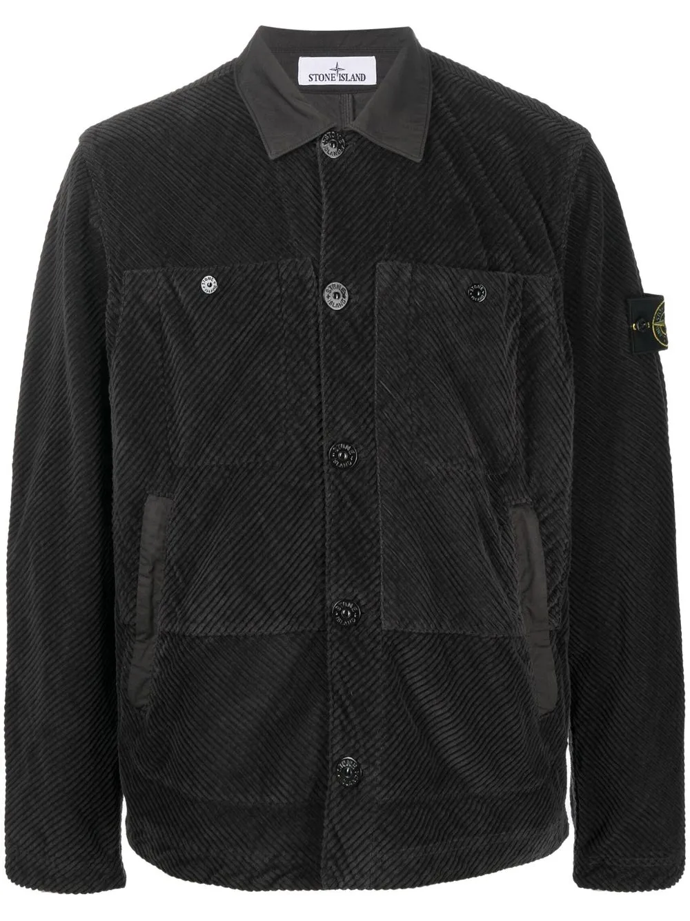 

Stone Island sobrecamisa con parche del logo - Negro