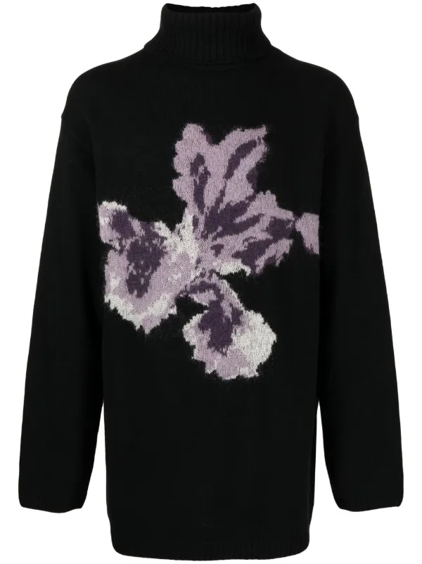 Yohji Yamamoto Floral intarsia-knit Wool Jumper - Farfetch