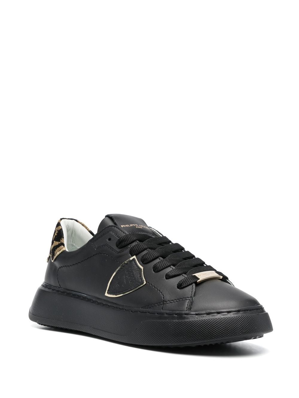 Shop Philippe Model Paris Temple Low-top Sneakers In Black