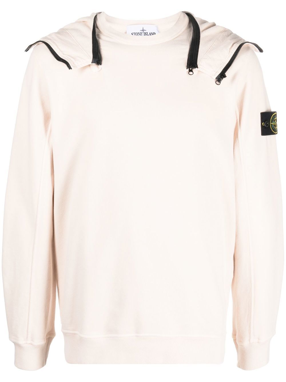 Stone Island logo-patch long-sleeve hoodie - Pink