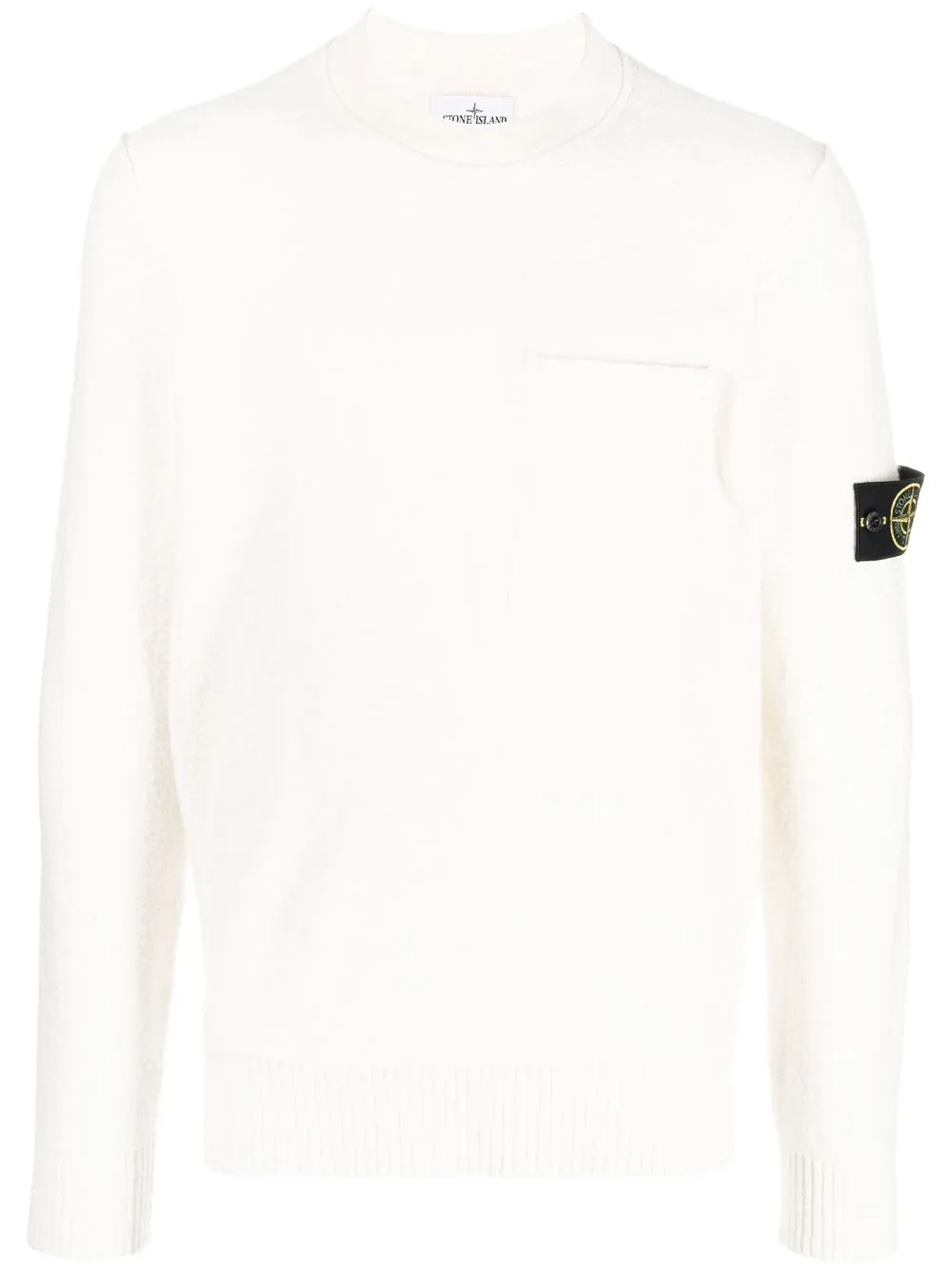 Stone Island Compass-patch Crew Neck Jumper In White | ModeSens