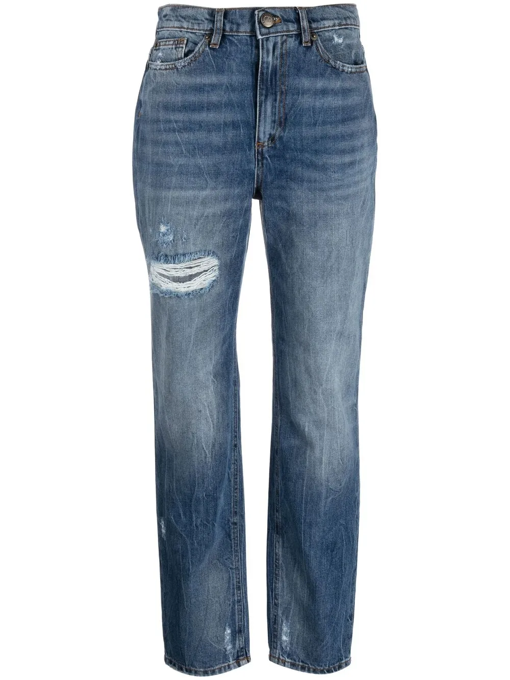 

TWINSET distressed-effect straight-leg jeans - Blue