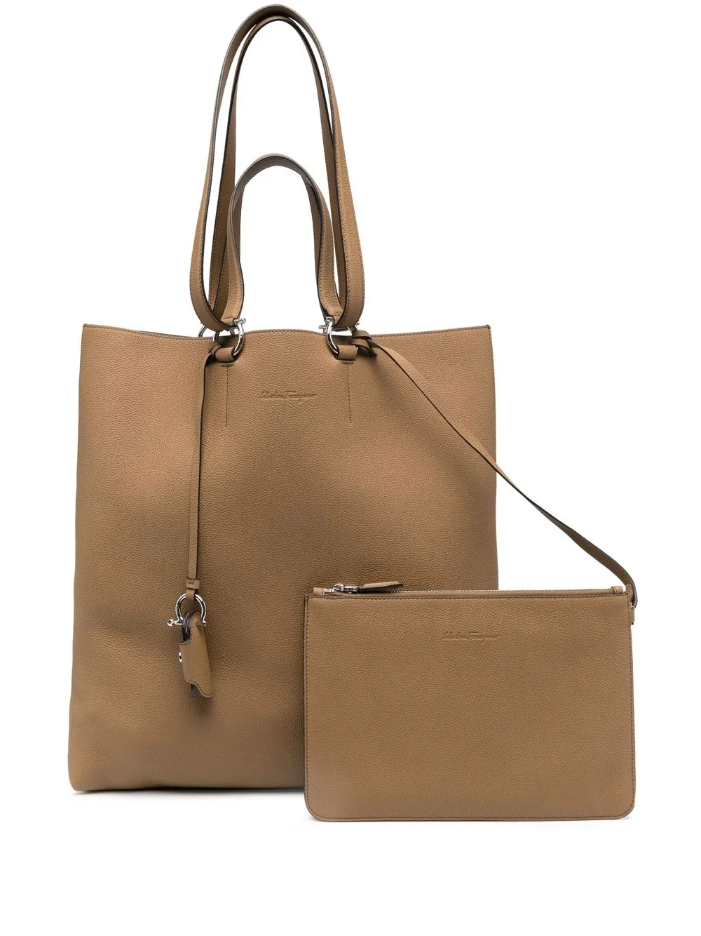 

Ferragamo large leather tote bag - Brown