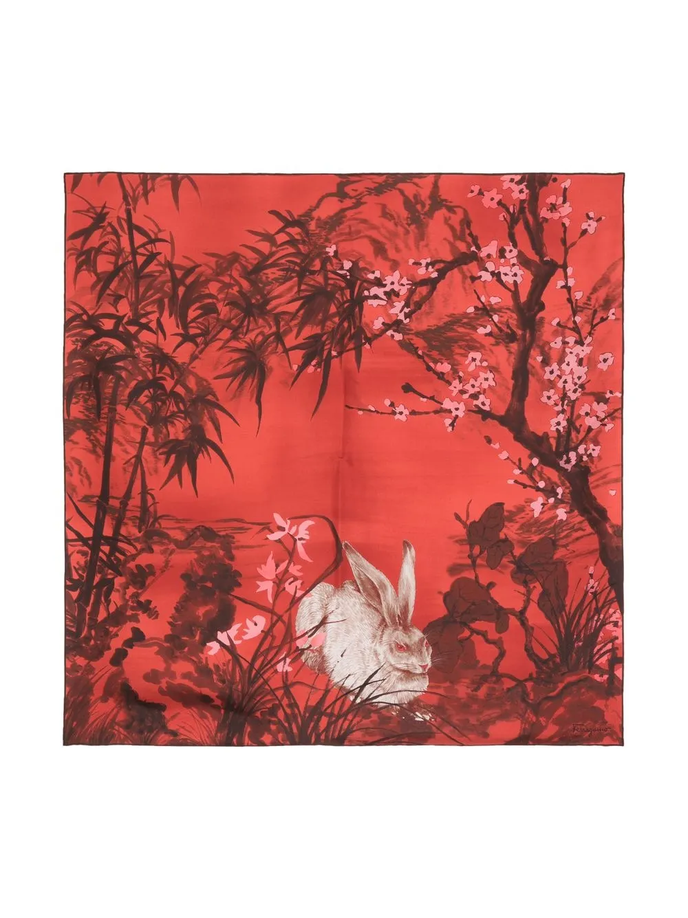 

Ferragamo graphic-print silk scarf - Red