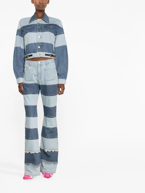 【関税込み】Andersson Bell ブルー Mahina ジーンズ Andersson Bell Mahina patchwork-stripe Jeans | Blue