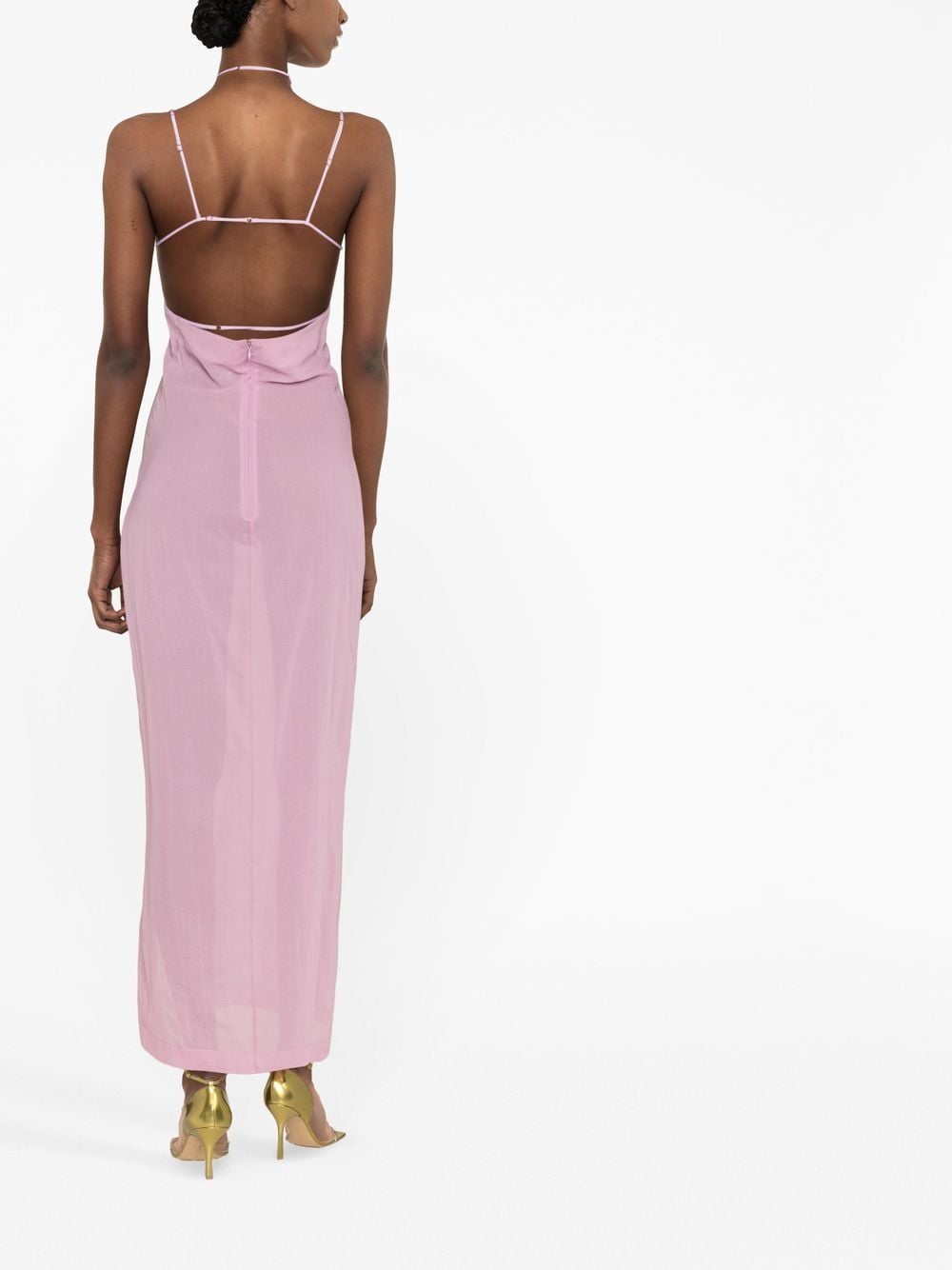 Shop Nensi Dojaka Cut-out Semi-sheer Maxi Dress In Pink