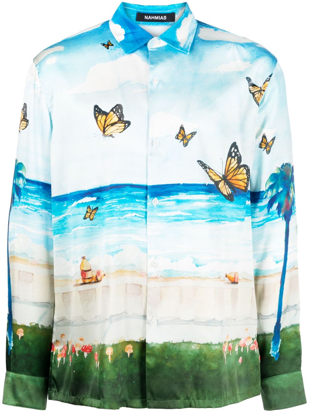 Shop Nahmias Butterfly Beach Shirt In Blue