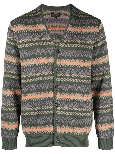 BEAMS PLUS Cardigan aus Fair-Isle-Jacquard