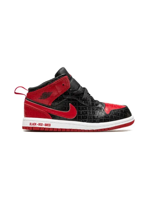 Jordan Kids Air Jordan Mid 'Black Red' Sneakers Zwart