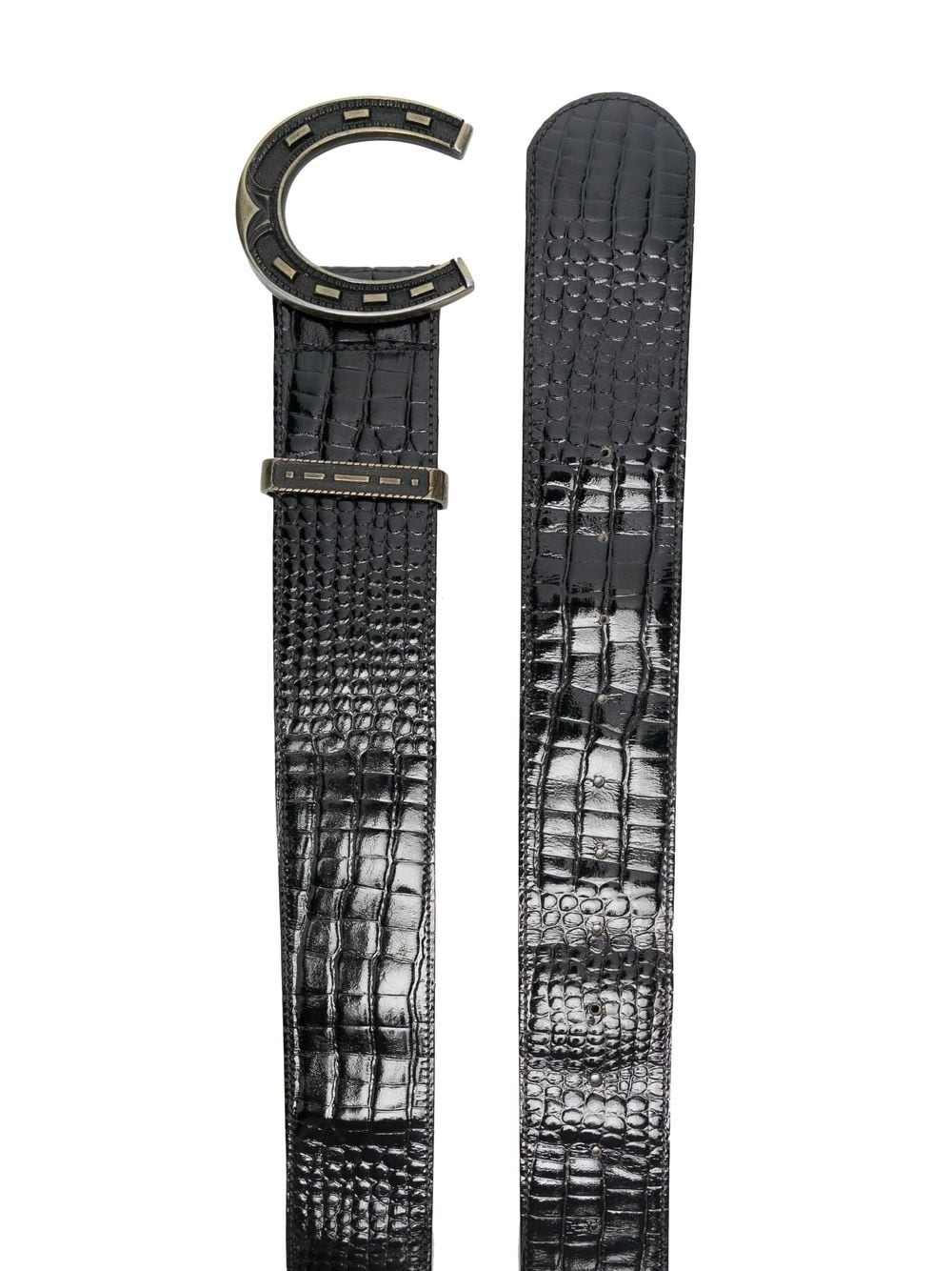 Image 2 of Moschino Pre-Owned 2000 horseshoe crocodile-effect leather belt