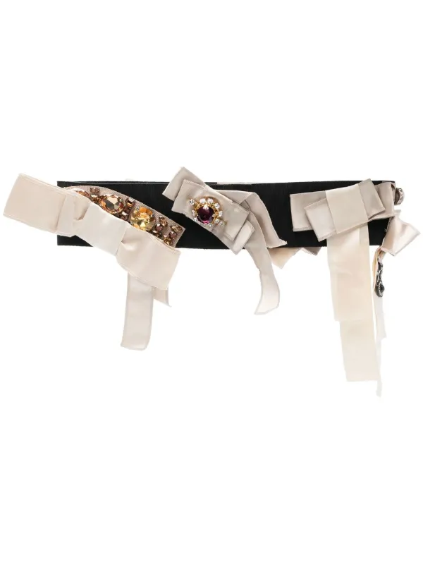 Dolce & Gabbana Pre-owned 2000s Rhinestone-embellished Silk Belt in Black