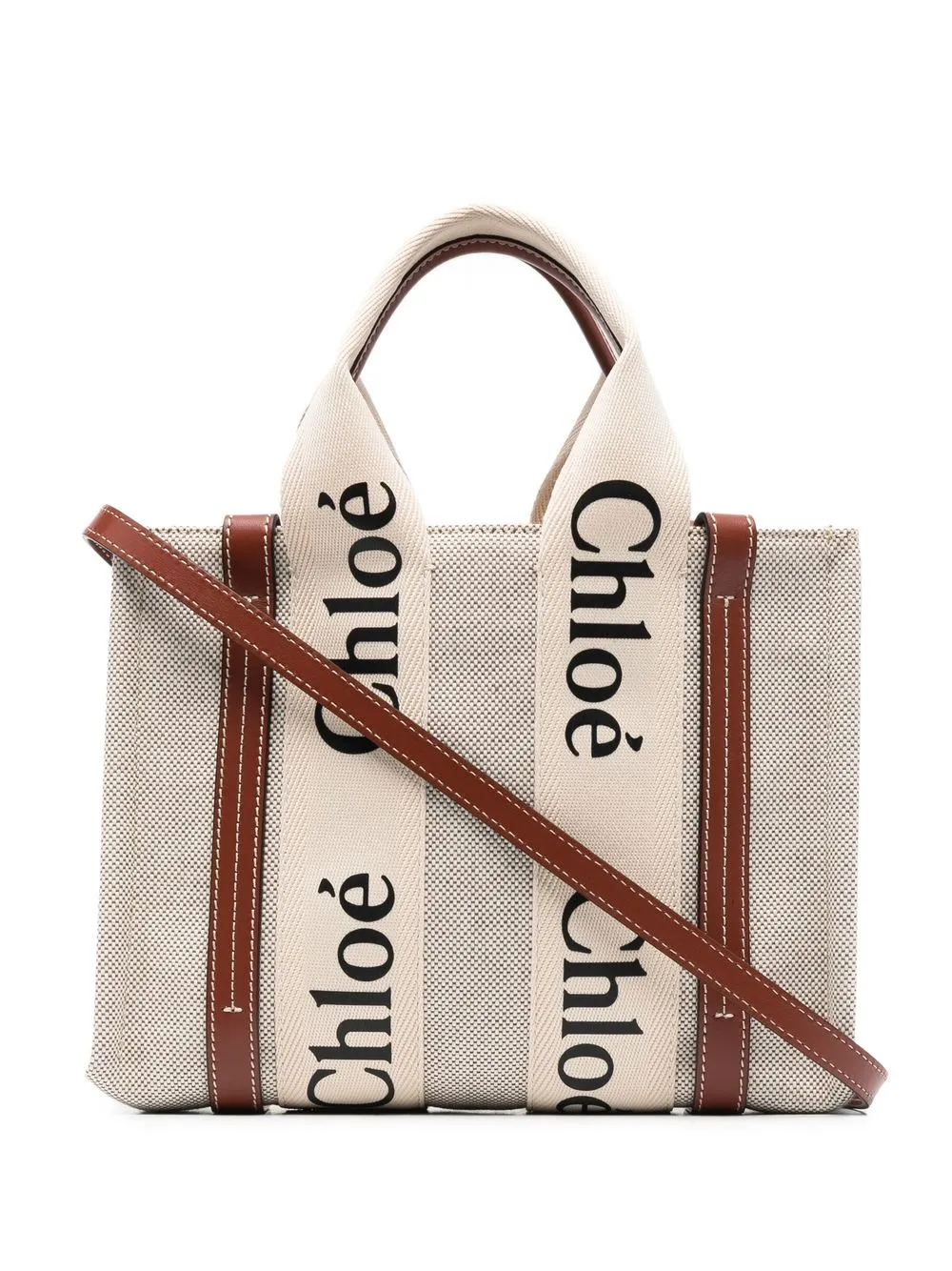 

Chloé Woody logo-print tote bag - Neutrals