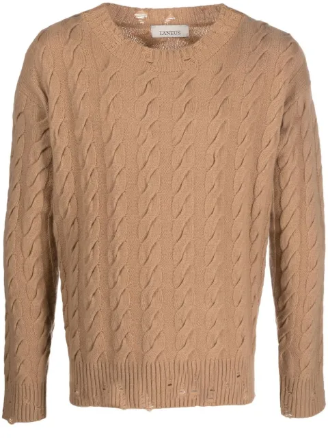 Laneus cable-knit crew neck sweater