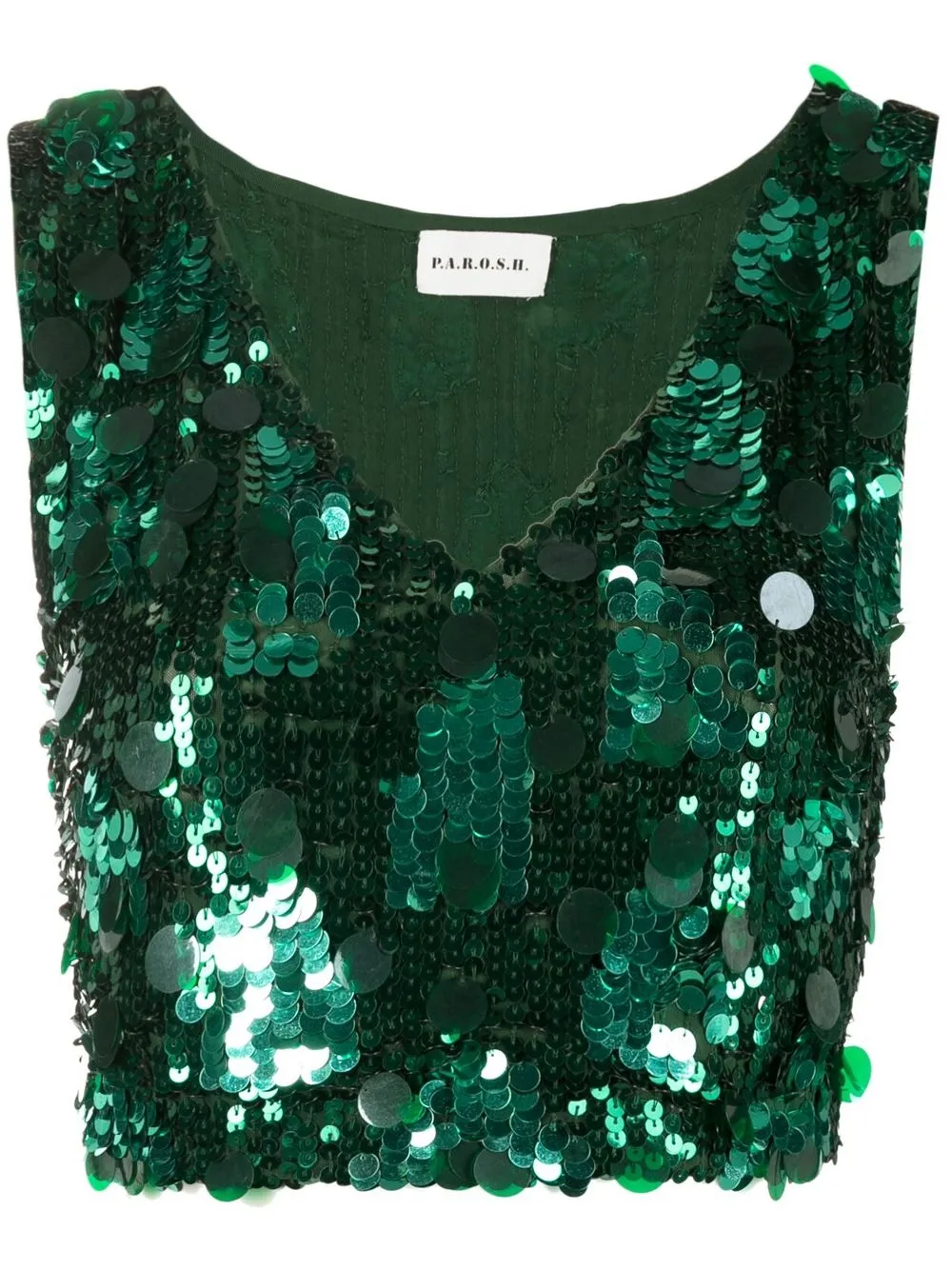 

P.A.R.O.S.H. top corto Guilty con lentejuelas - Verde