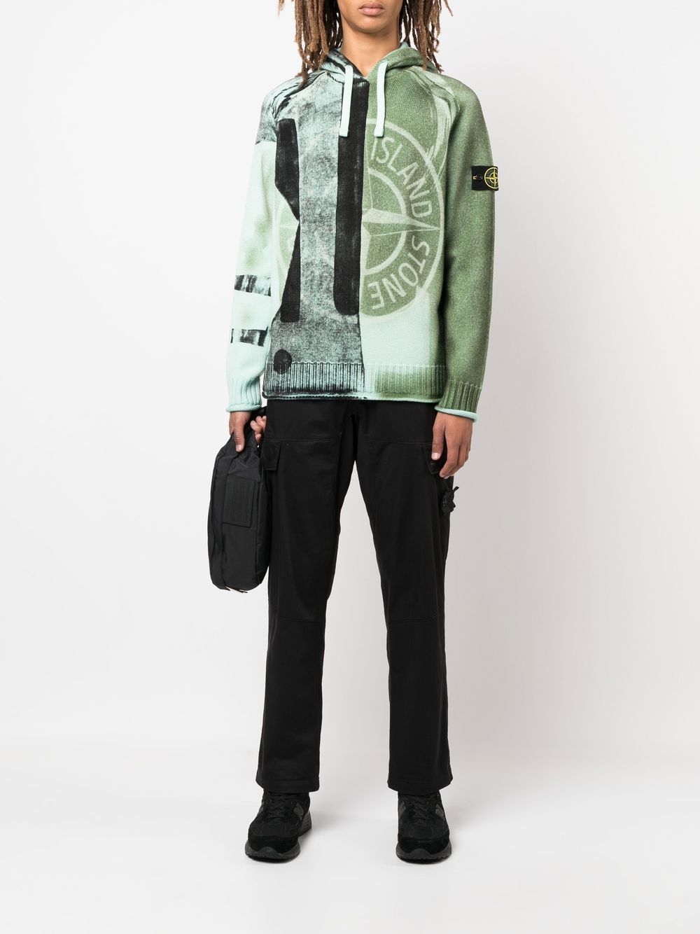 Stone Island Tweekleurige hoodie - Groen