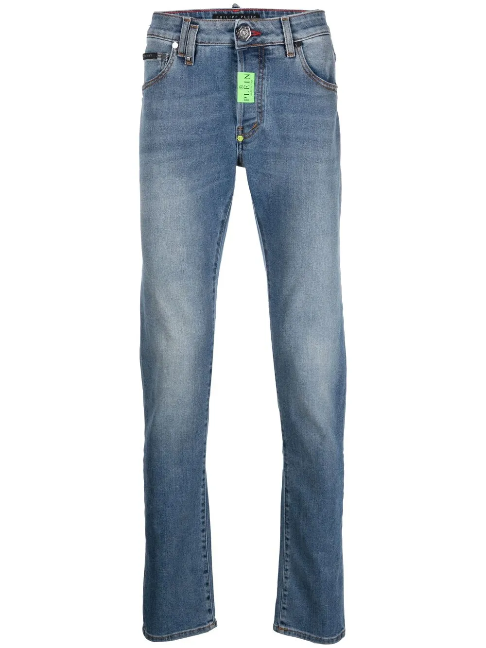 

Philipp Plein jeans slim con placa del logo - Azul