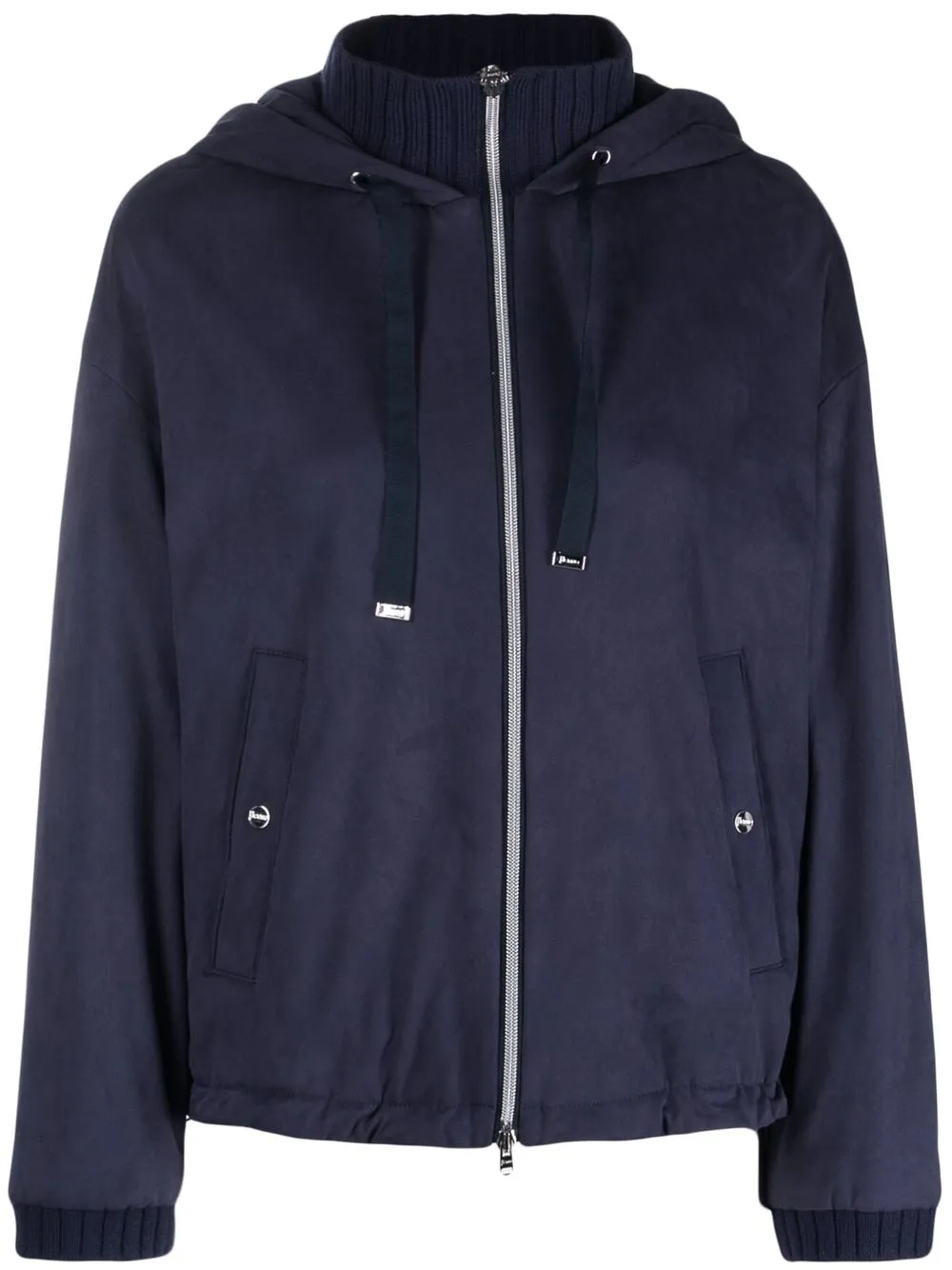 

Herno layered drawstring hood jacket - Blue