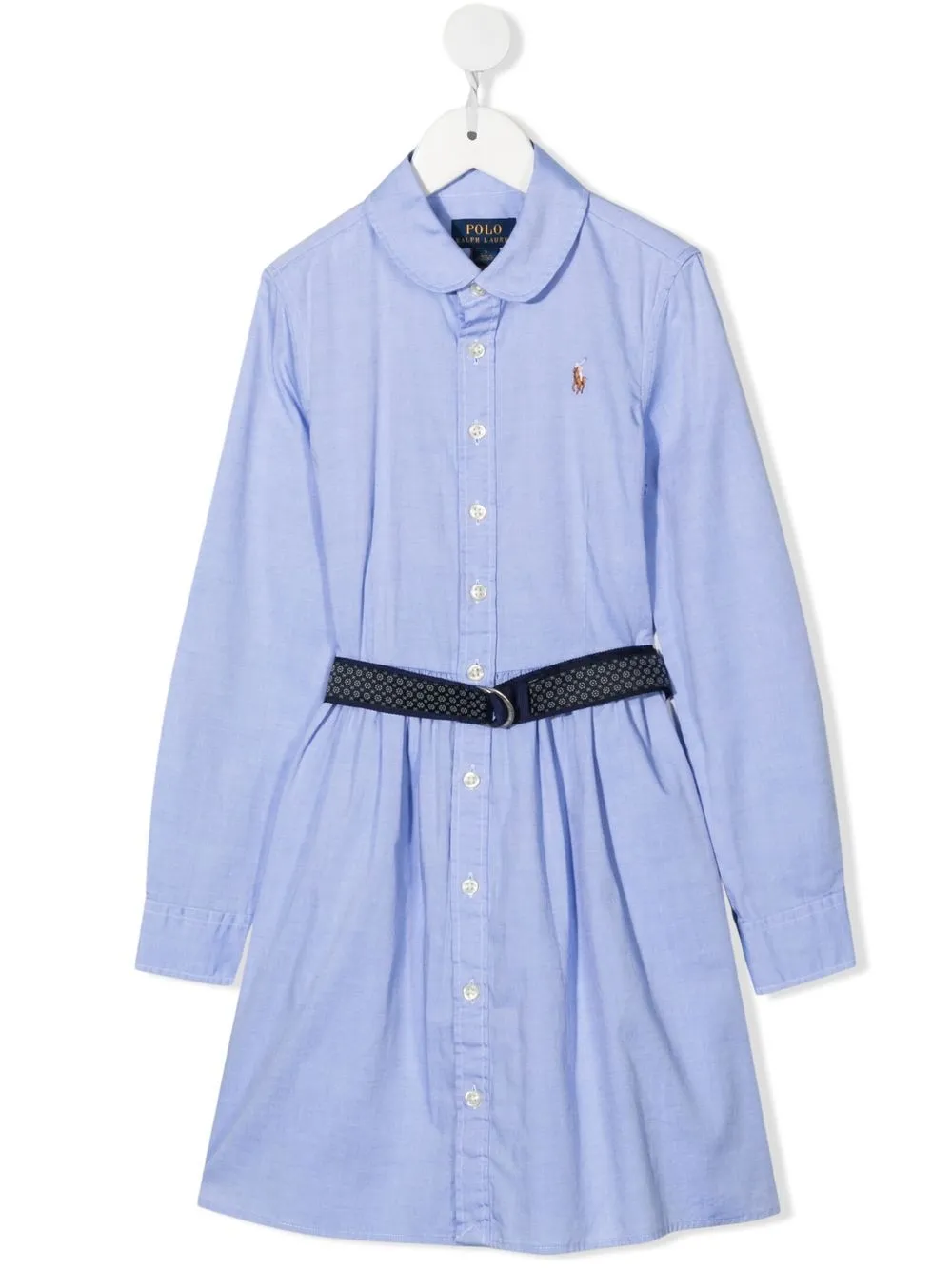 

Ralph Lauren Kids TEEN embroidered-logo belted dress - Blue