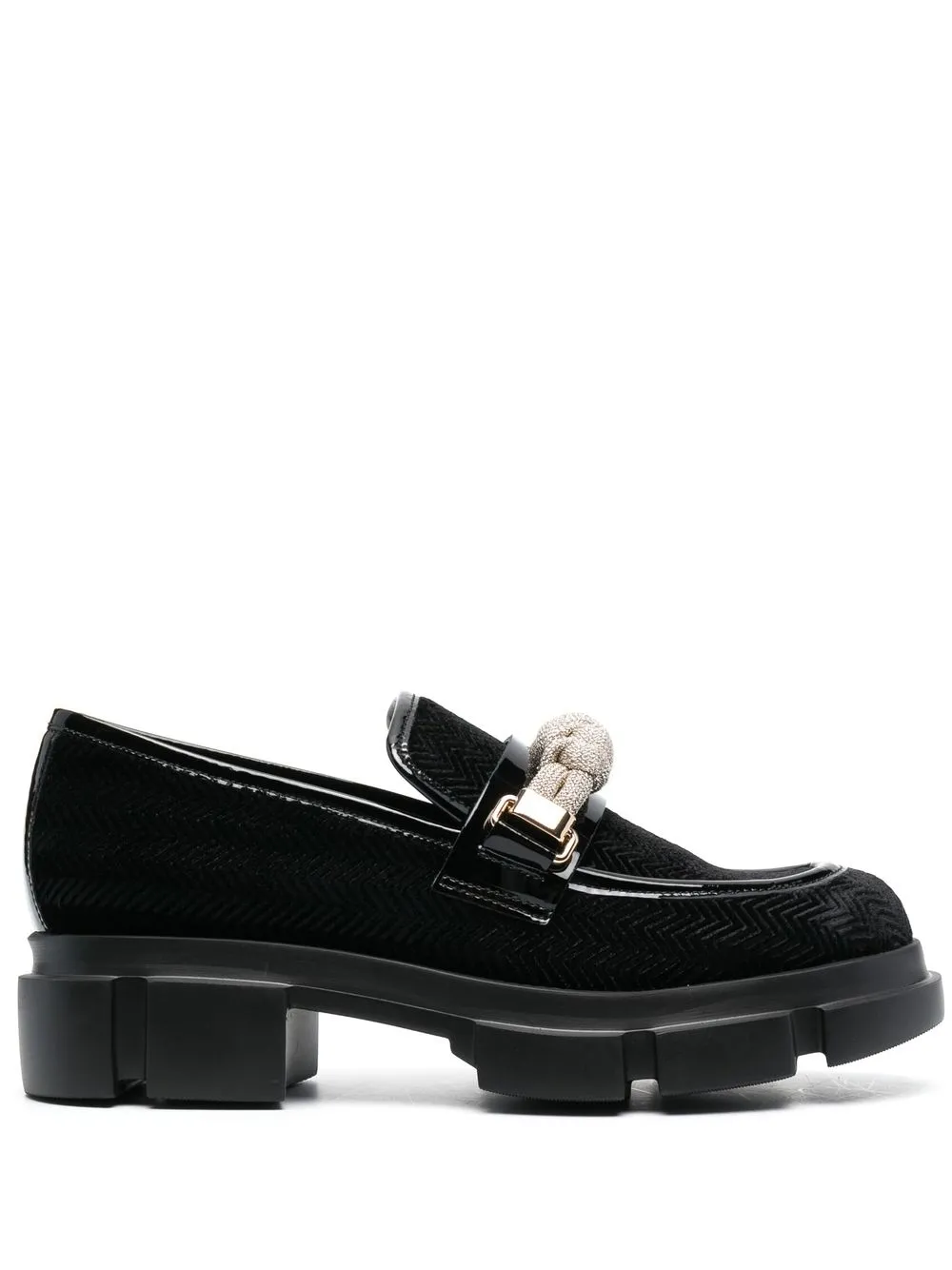 

Pollini suede knot-detail loafers - Black