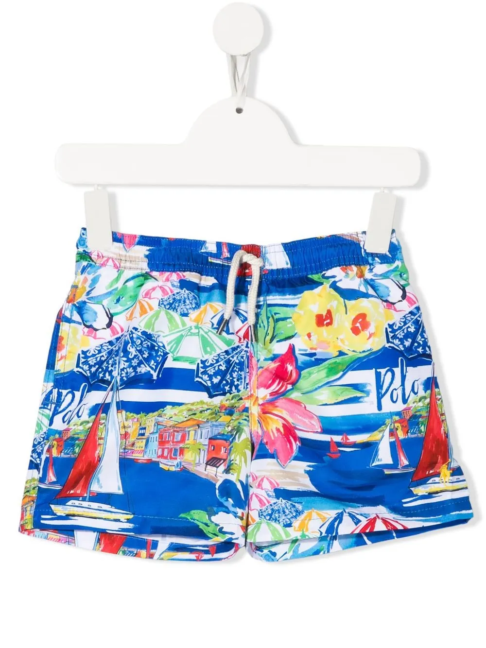 

Ralph Lauren Kids shorts de playa con estampado gráfico - Azul