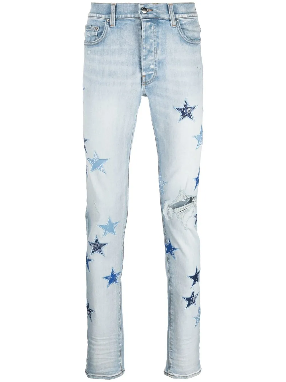 

AMIRI jeans con efecto lavado y parche de estrella - Azul