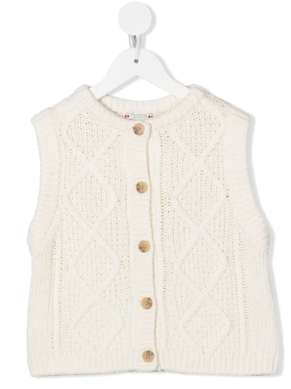 

Bonpoint Aran-knit sleeveless cardigan - White