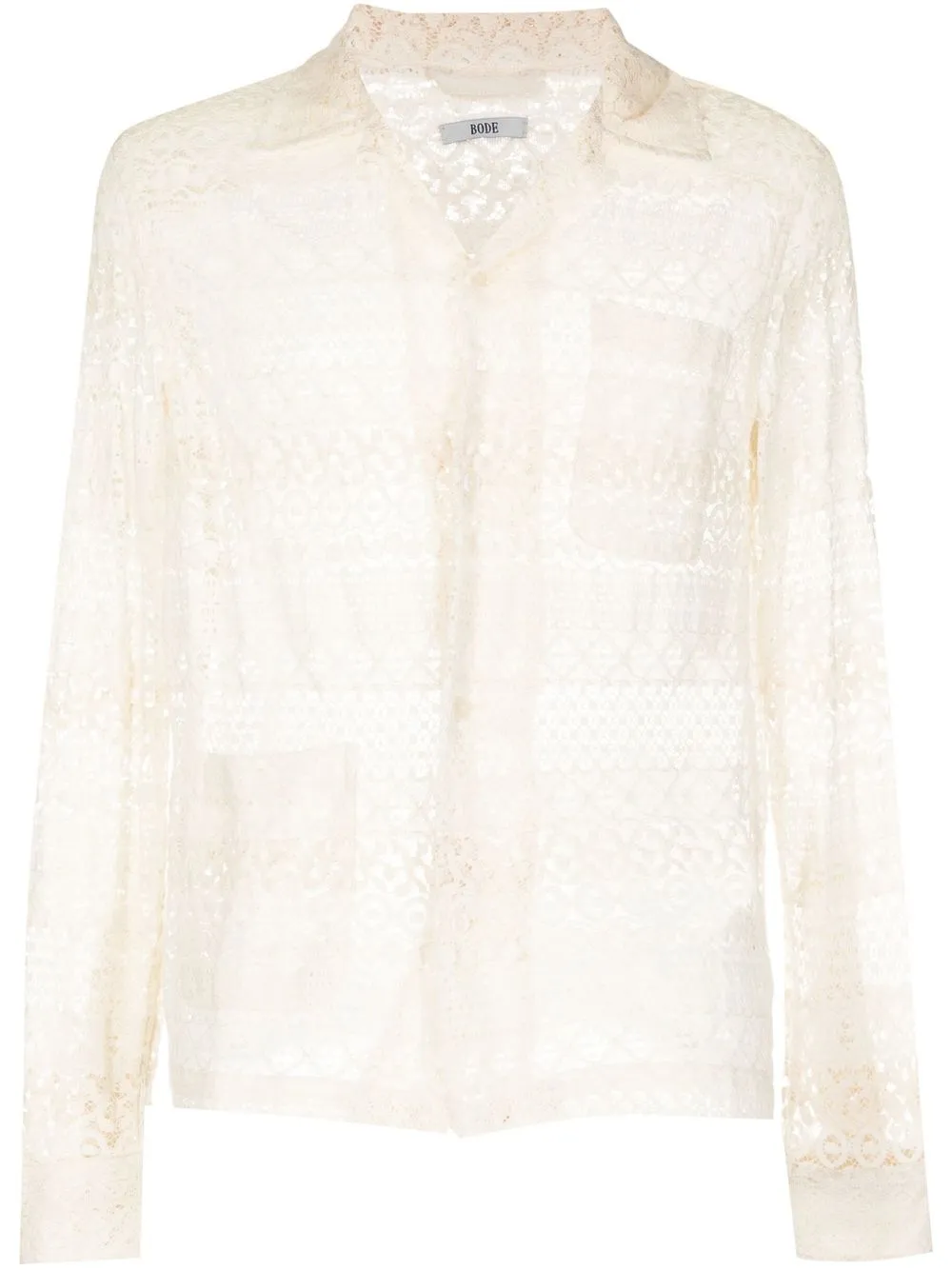 

BODE lace-panel long-sleeved shirt - White