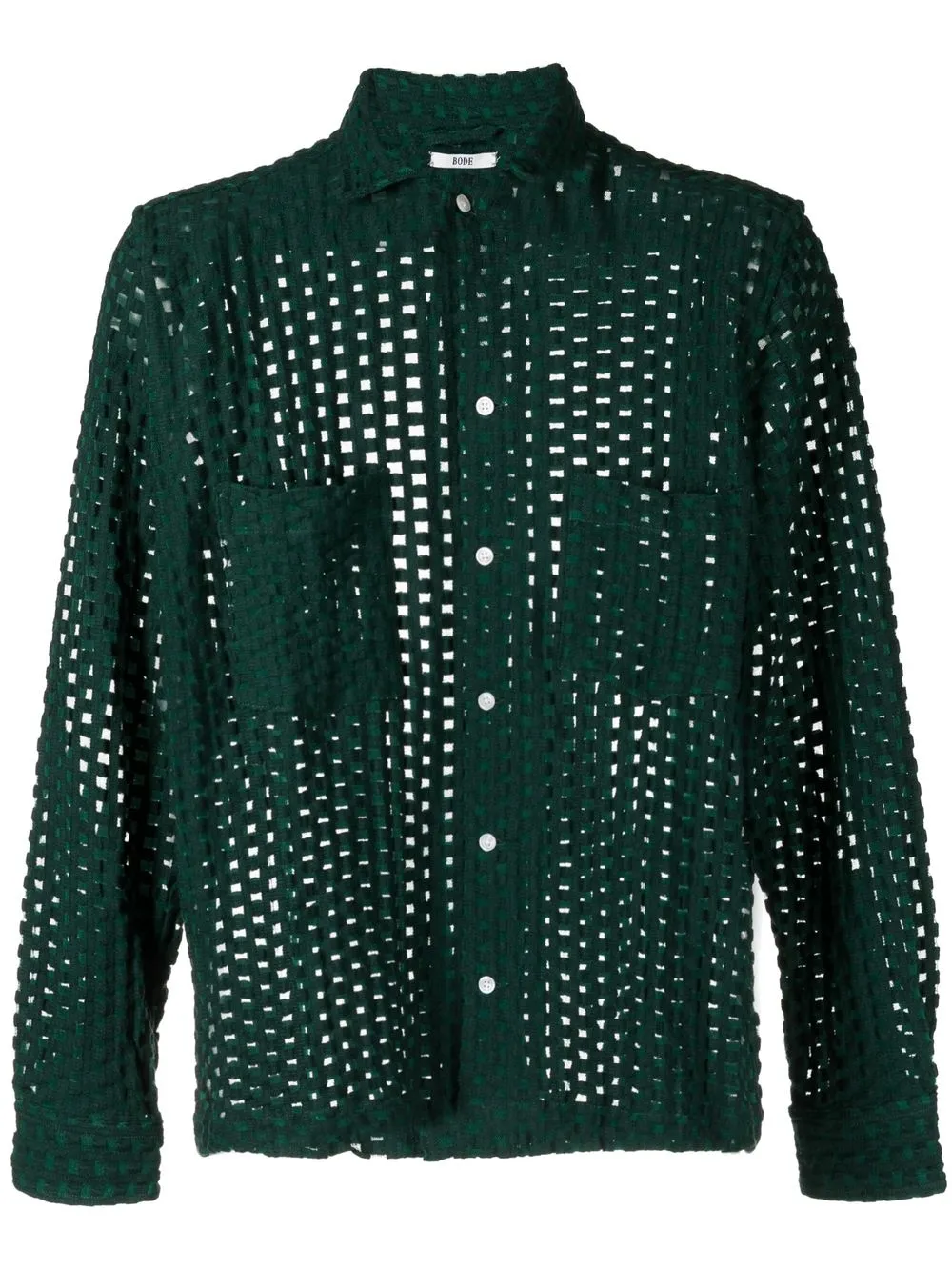 

BODE semi-sheer check-pattern shirt - Green