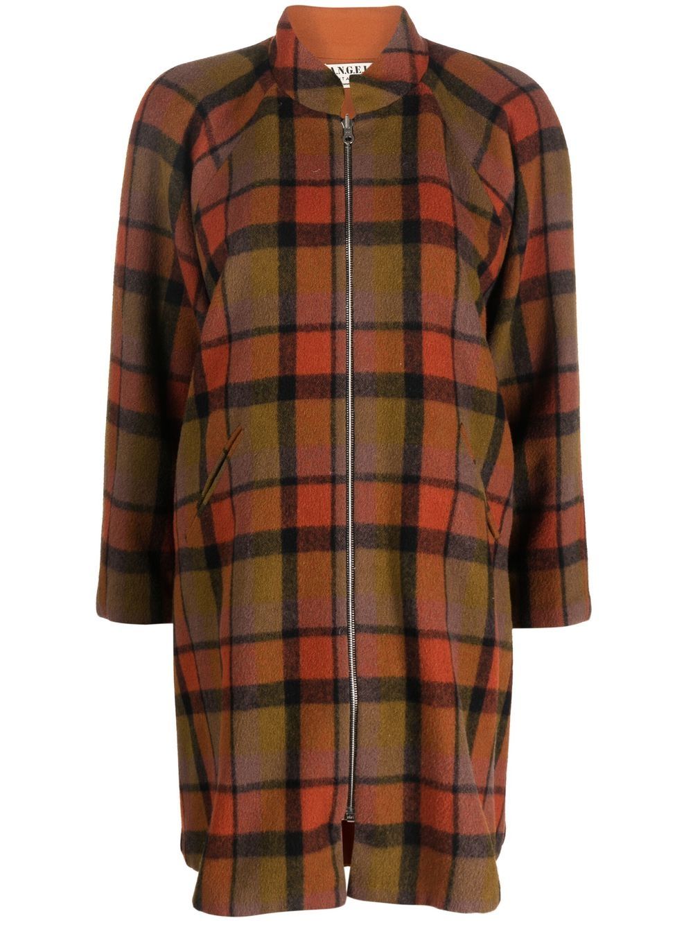 A.N.G.E.L.O. Vintage Cult 1980s checkered thigh-length coat - Orange