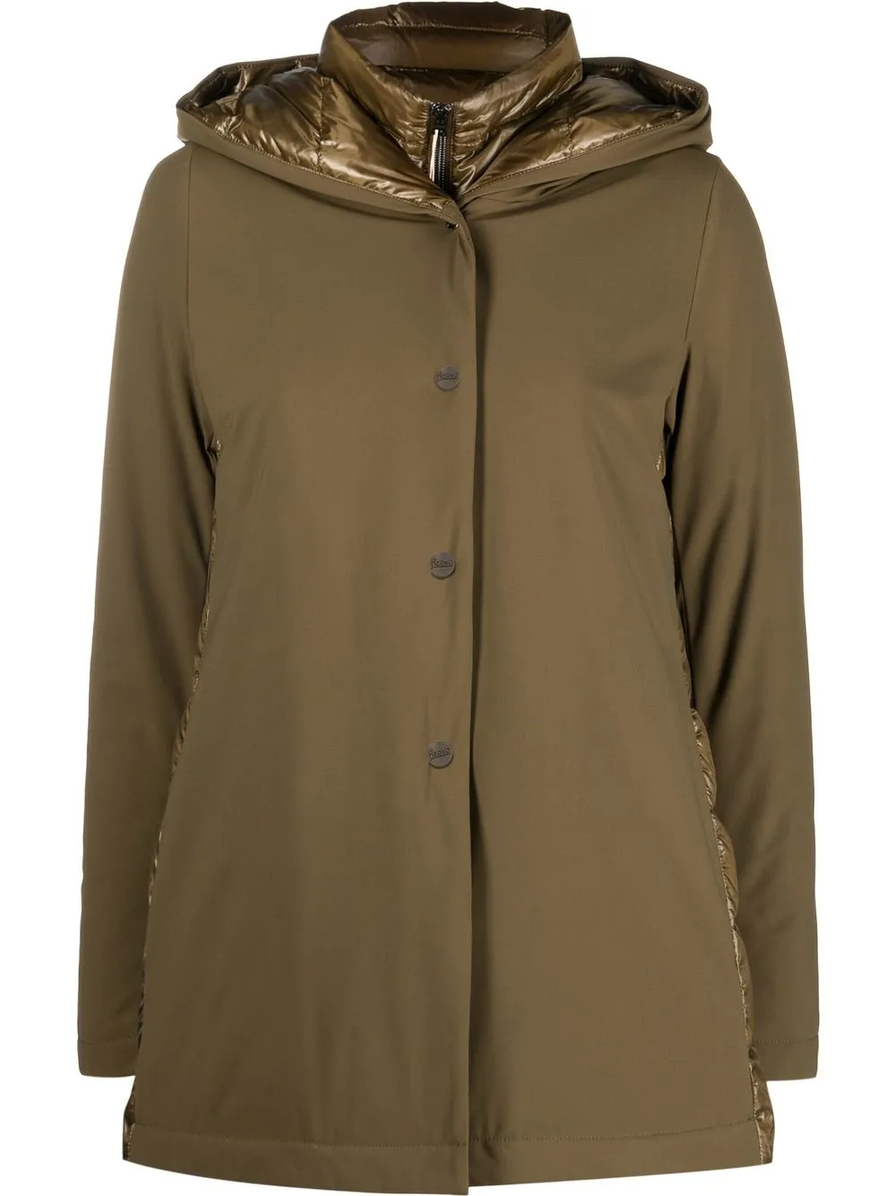 

Herno padded-hood snap-fastening jacket - Green