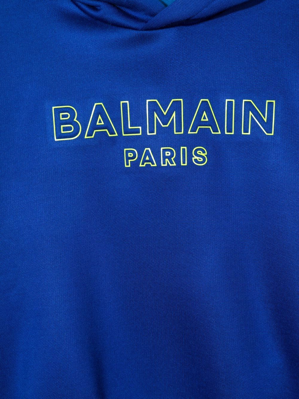 Shop Balmain Embroidered-logo Hoodie In Blau