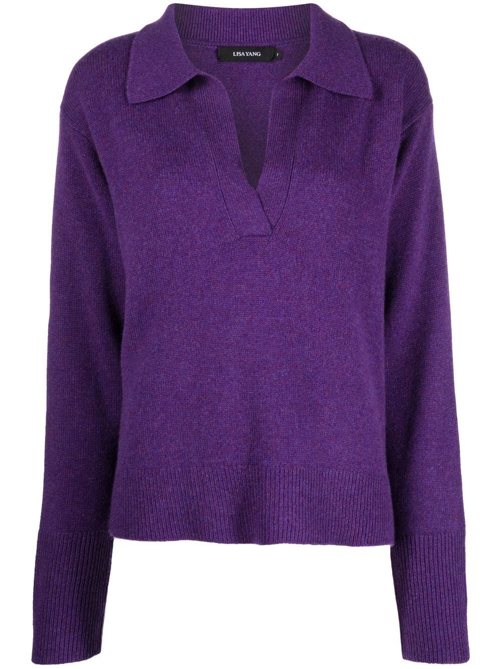 

Lisa Yang ribbed-knit polo top - Purple