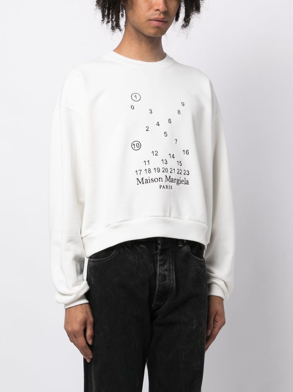 Shop Maison Margiela Graphic-print Cotton Sweatshirt In White