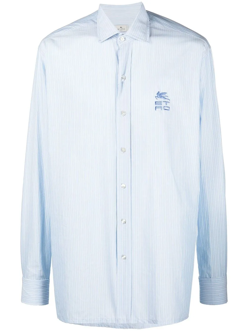 ETRO embroidered-Pegaso button-up shirt - Blue