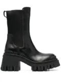 Premiata block-heel leather boots - Black