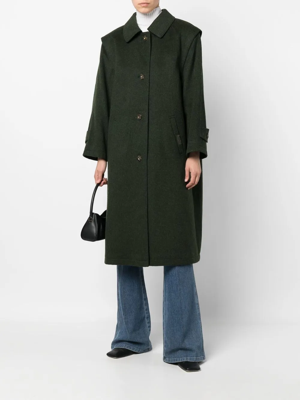 A.N.G.E.L.O. Vintage Cult 1970s jas met geplooid detail - Groen