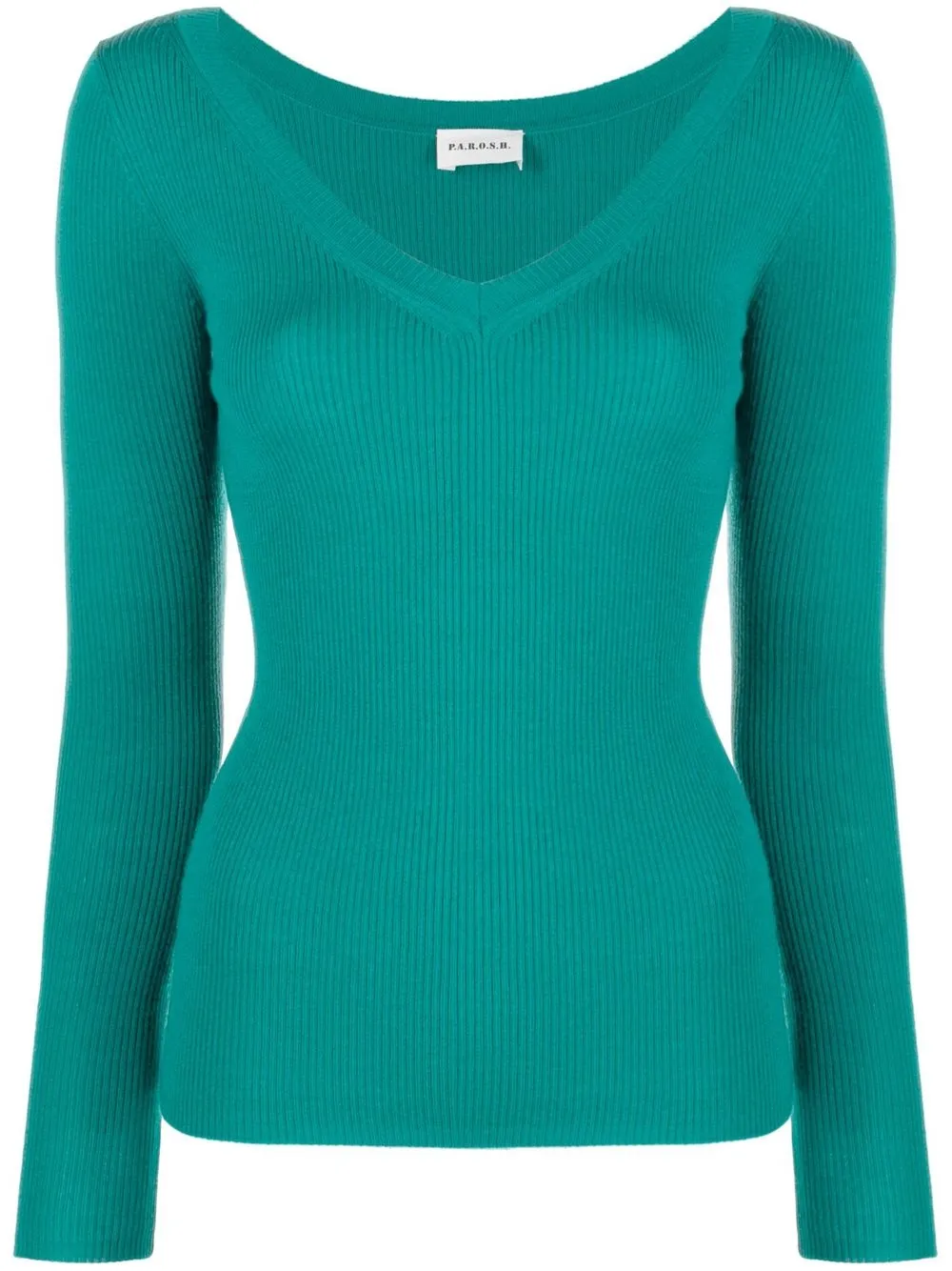 

P.A.R.O.S.H. suéter de canalé con cuello en V - Verde