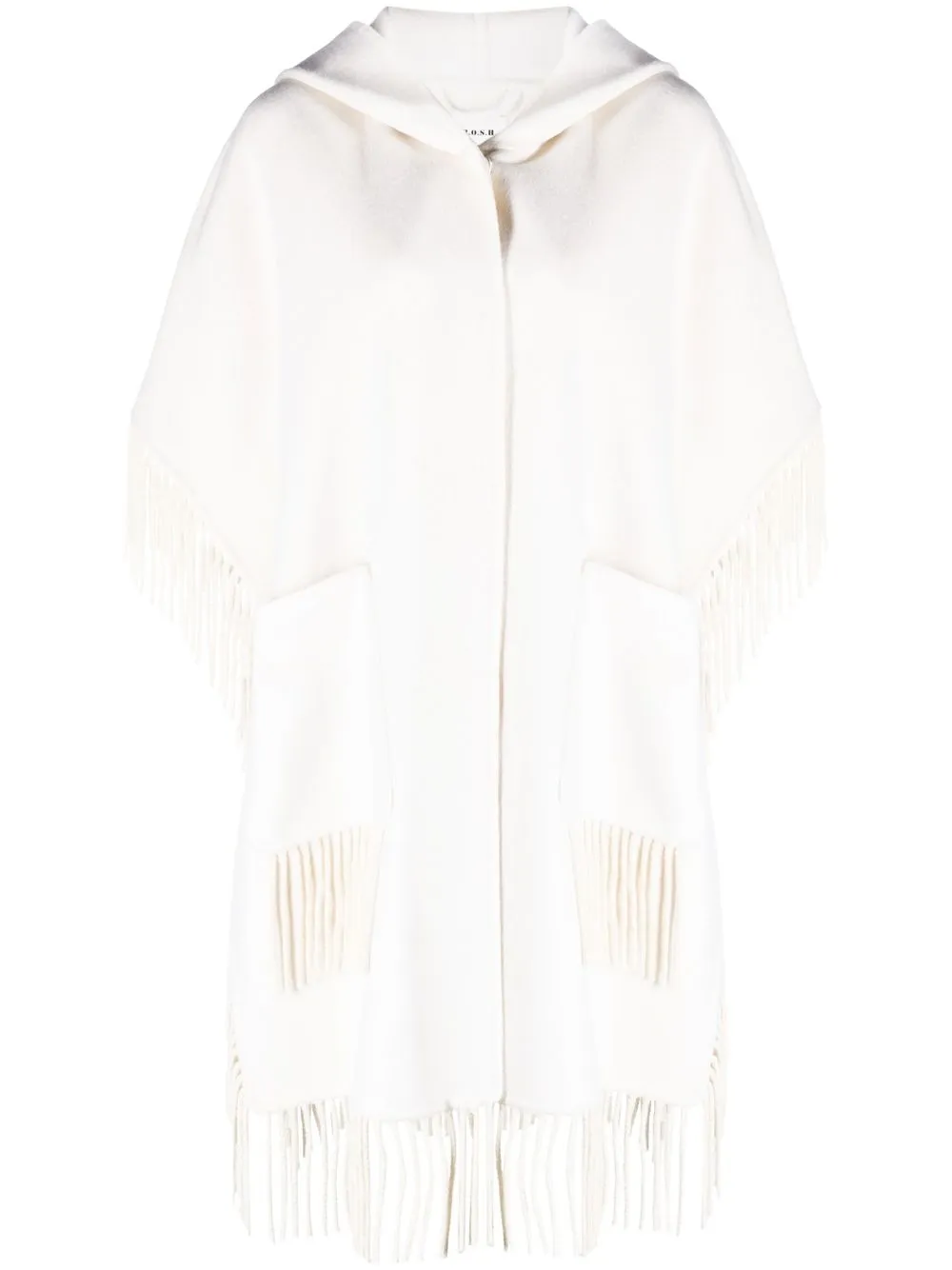 

P.A.R.O.S.H. fringed-edge short-sleeve cape - White