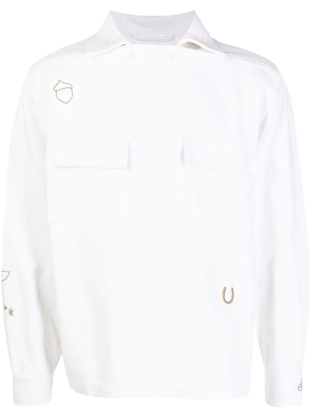 

BODE embroidered flap-pocket shirt - White