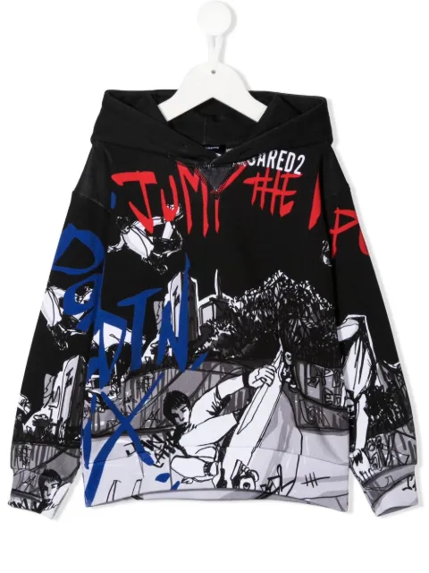 DSQUARED2 KIDS graphic-print long-sleeve hoodie 