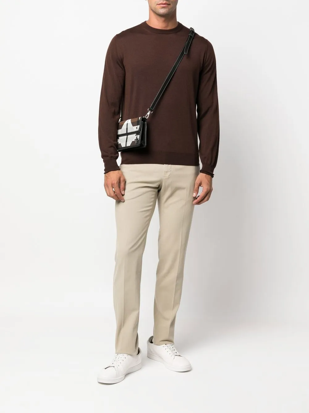 Canali Ribgebreide sweater - Bruin