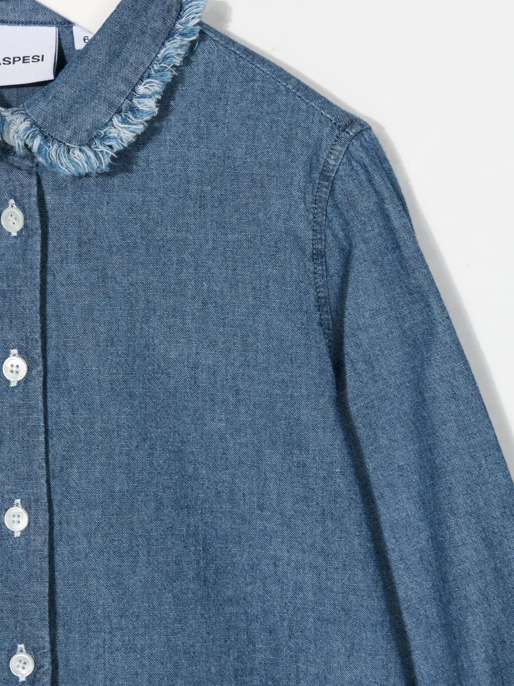 Aspesi Frayed-trim Buttoned Denim Shirt In Blau
