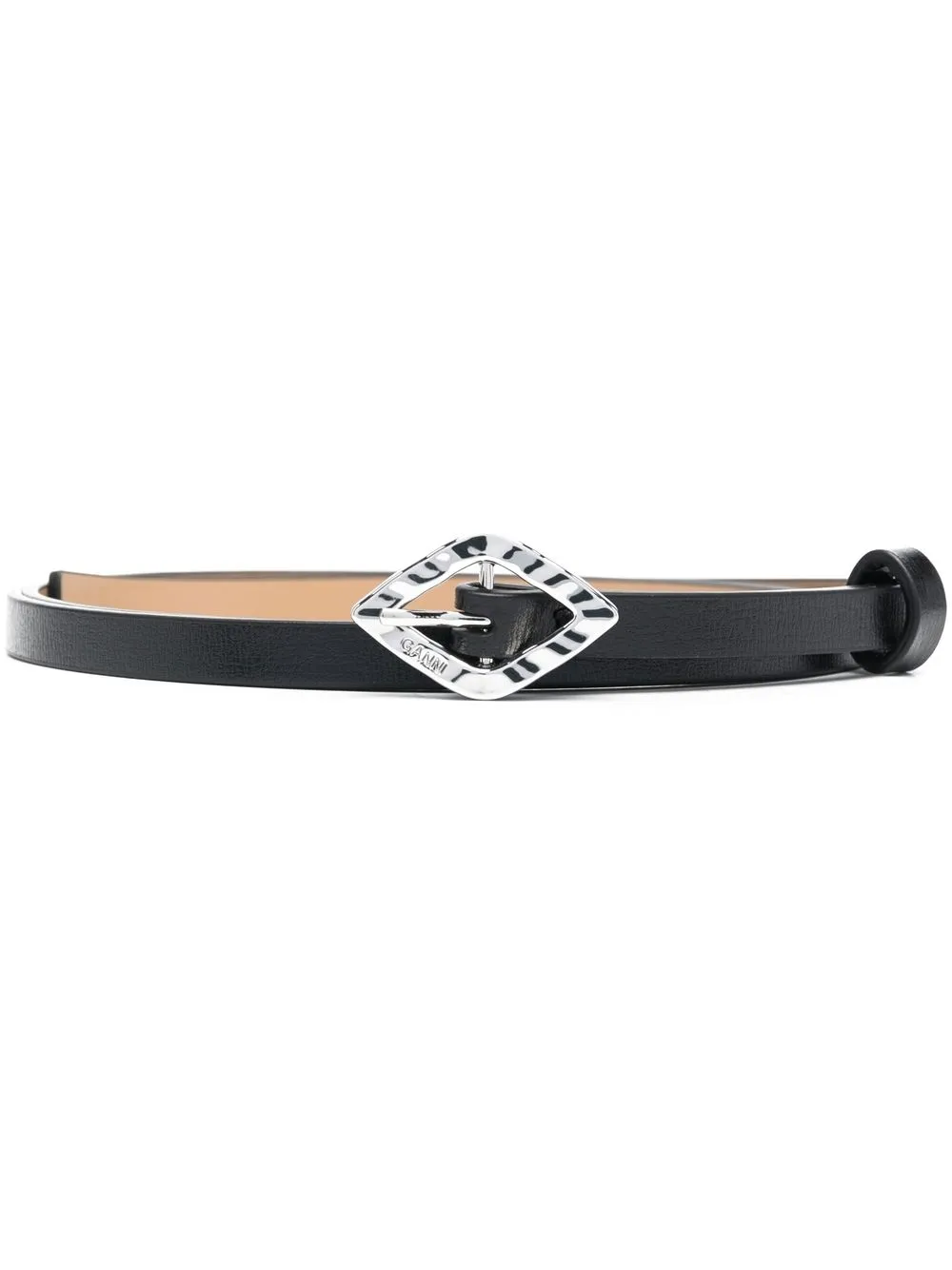 

GANNI engraved-logo buckle belt - Black