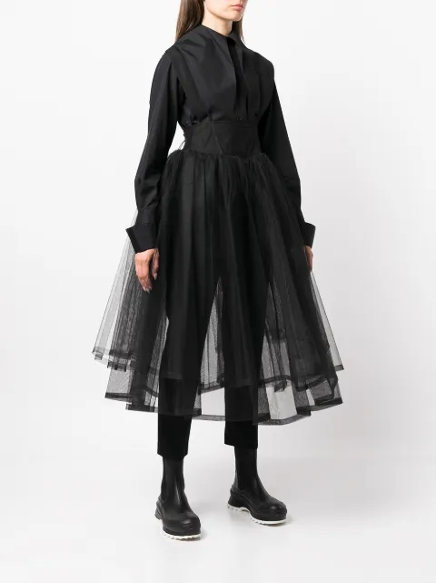 Comme Des Garçons Noir Kei Ninomiya Tulle Midi Dress - Farfetch