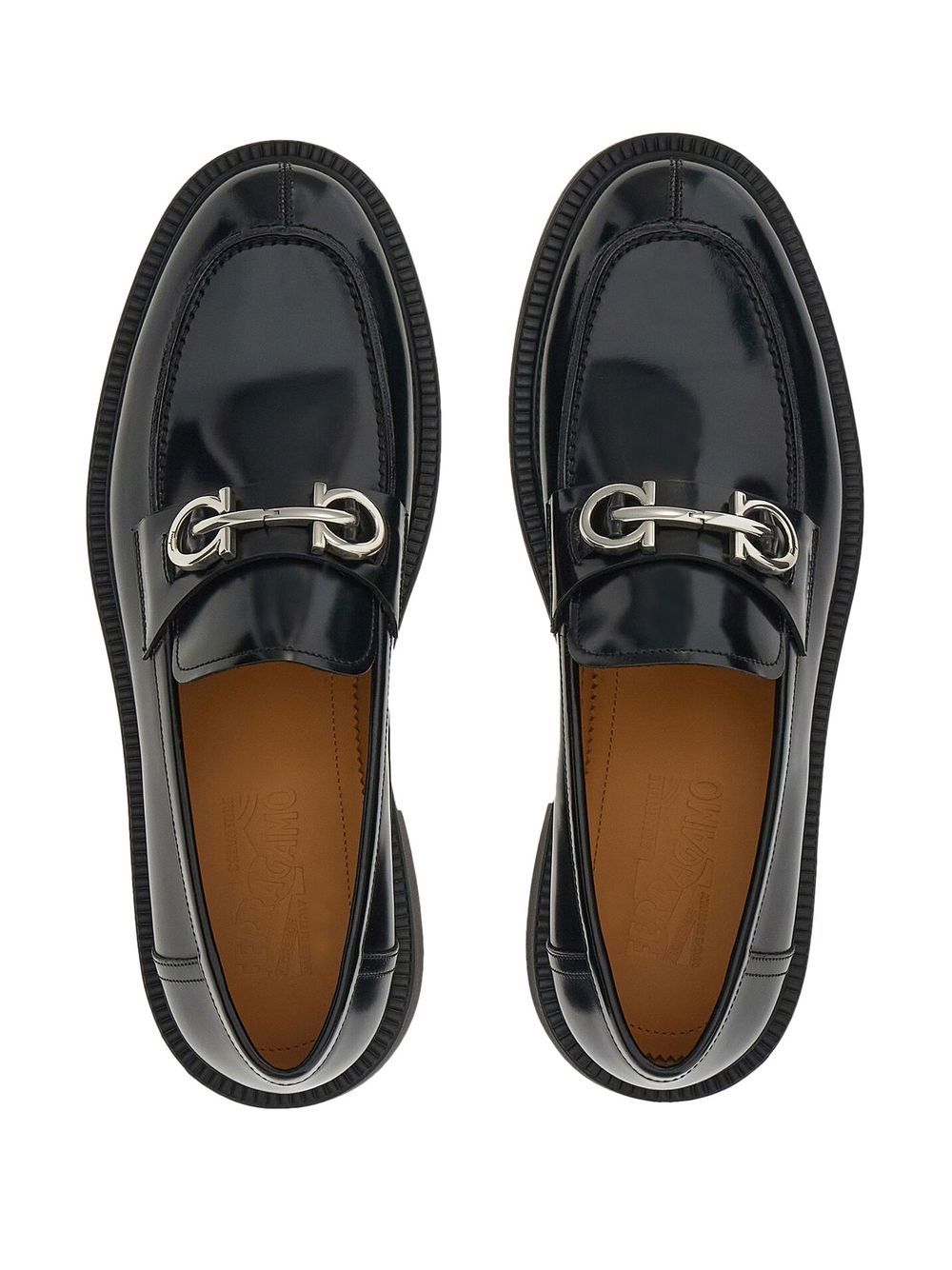 Shop Ferragamo Gancini-plaque Patent Loafers In Black