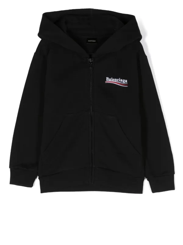 logo embroidered zip up hoodie